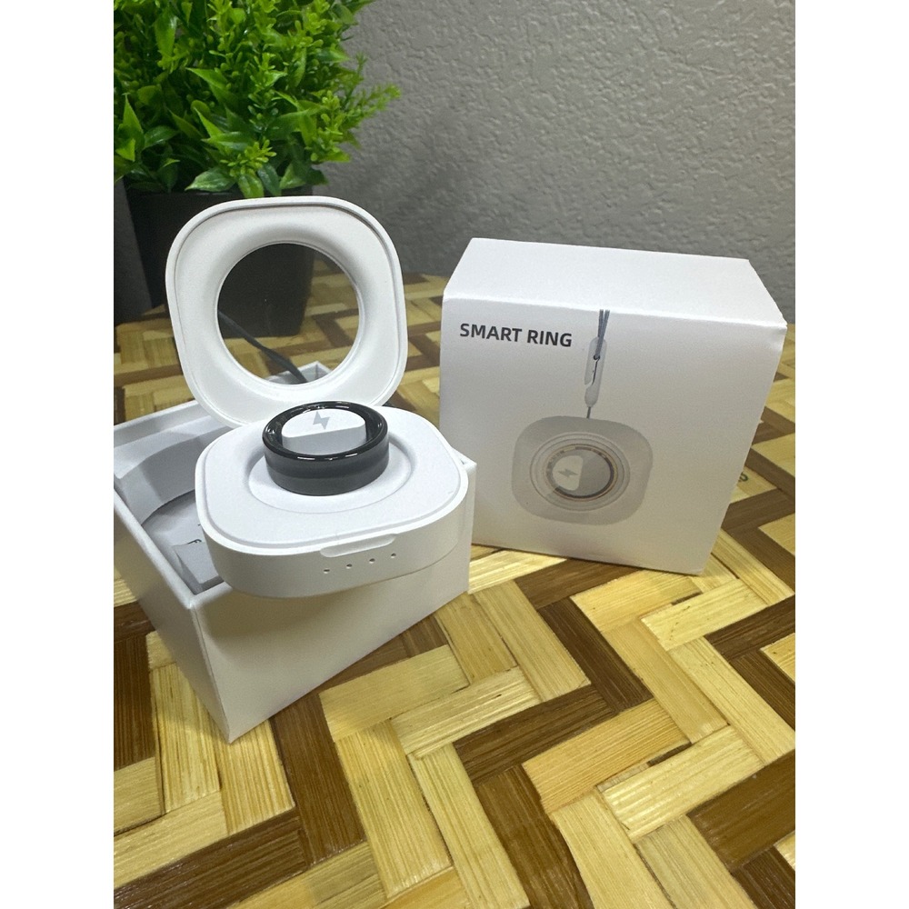 Smart Ring Health Fitness Tracker Black Stainless Steel Waterproof Size 8 Boxed